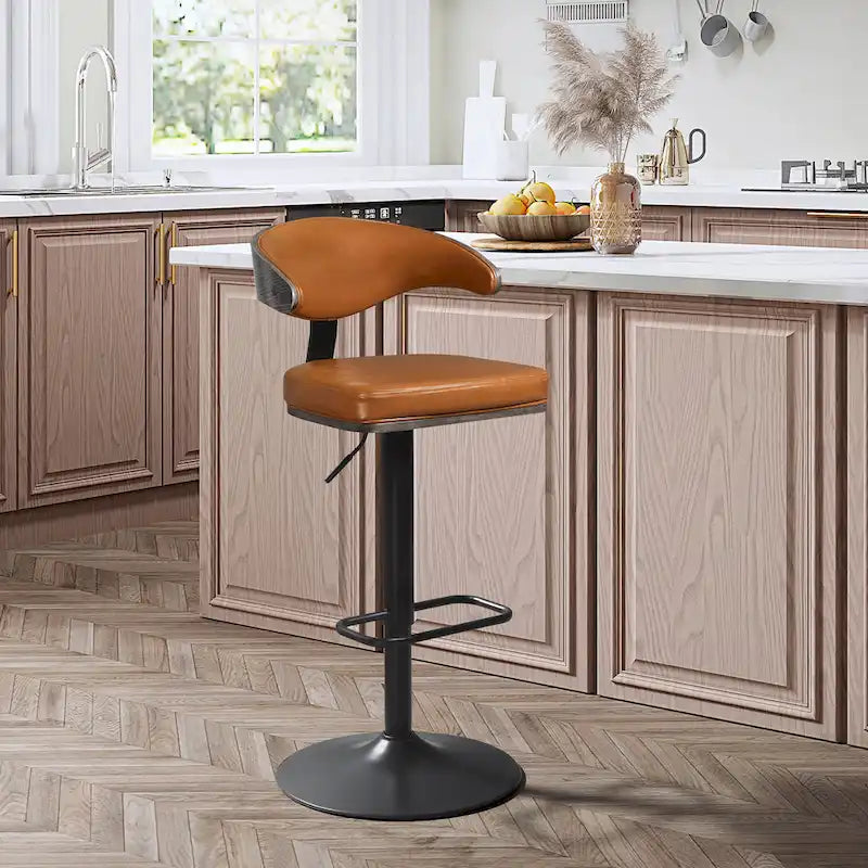 Tabourets de bar pivotants réglables en bois courbé