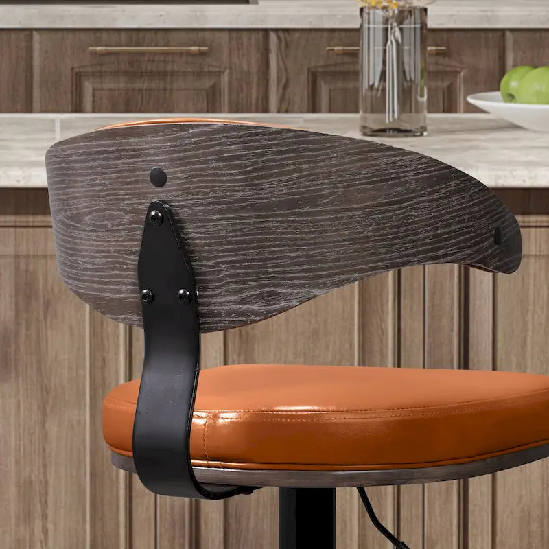 Tabourets de bar pivotants réglables en bois courbé