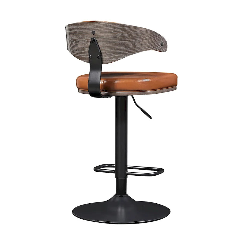 Tabourets de bar pivotants réglables en bois courbé