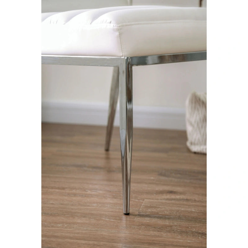 Furniture of America Zigg Modern White Channel Tufted Dining Chairs (Set of 2)
