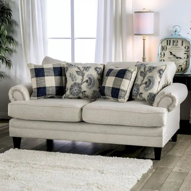 Stormy Thistle Transitional Ivory Fabric 2-Piece Living Room Set by Furniture of America