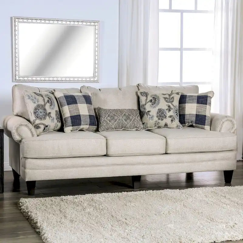 Stormy Thistle Transitional Ivory Fabric 2-Piece Living Room Set by Furniture of America