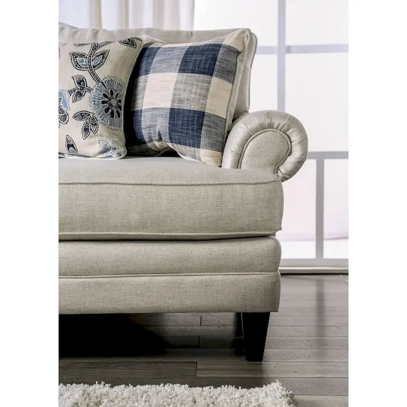 Stormy Thistle Transitional Ivory Fabric 2-Piece Living Room Set by Furniture of America