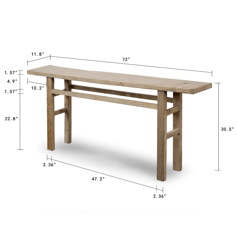 Artissance Vintage Console Table Weathered Natural 72x12x30H