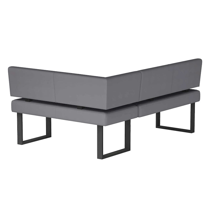 Somette Lillian 3-Piece Gloss Gray Dining Set with Dining Table, Nook and Bench