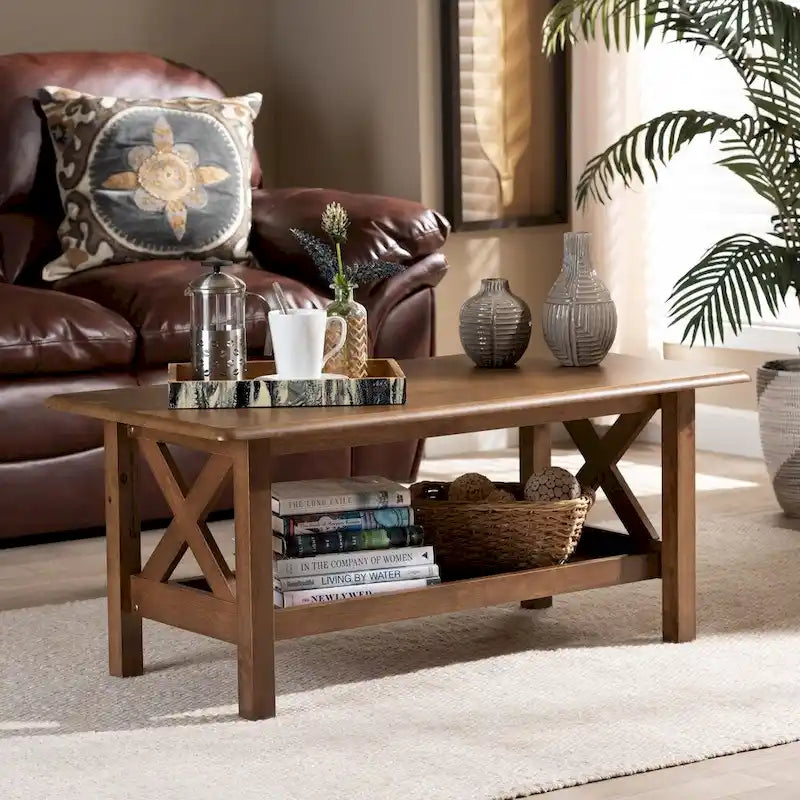 Copper Grove Ruanbay Walnut Brown Coffee Table