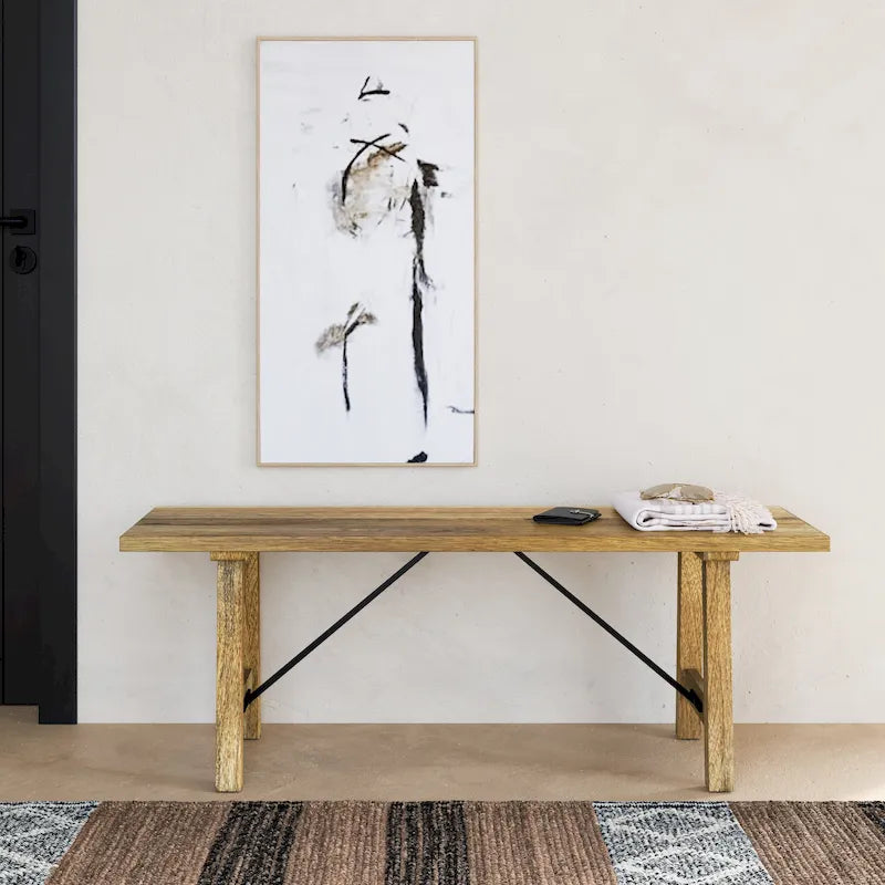 WYNDENHALL Jake SOLID MANGO WOOD 47 inch Wide Industrial Contemporary Bench in Natural - 14 d x 47 w x 17 h