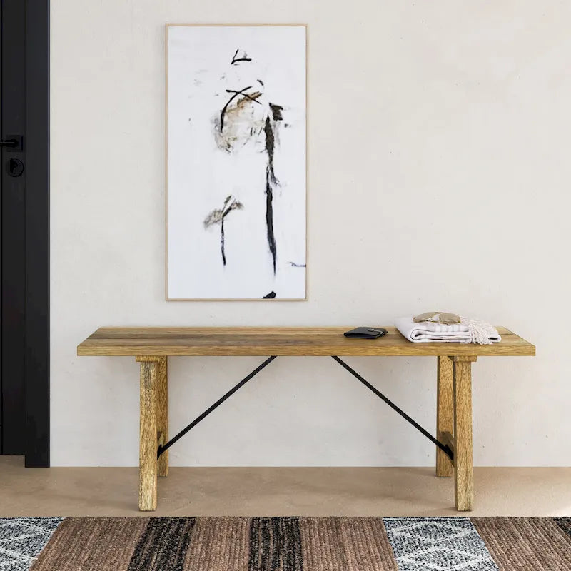 WYNDENHALL Jake SOLID MANGO WOOD 47 inch Wide Industrial Contemporary Bench in Natural - 14 d x 47 w x 17 h