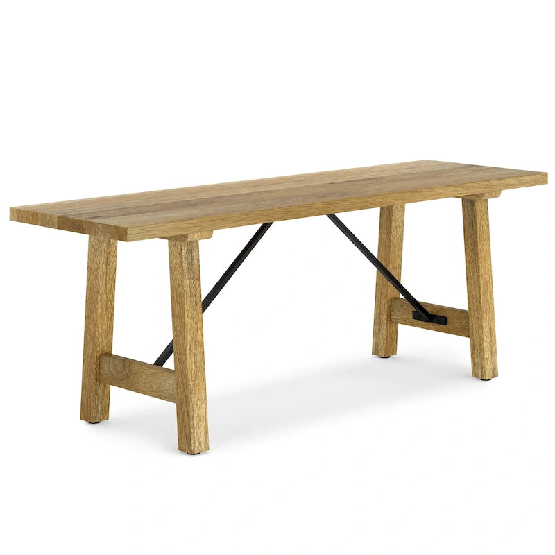 WYNDENHALL Jake SOLID MANGO WOOD 47 inch Wide Industrial Contemporary Bench in Natural - 14 d x 47 w x 17 h