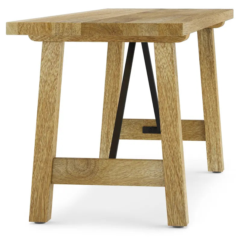 WYNDENHALL Jake SOLID MANGO WOOD 47 inch Wide Industrial Contemporary Bench in Natural - 14 d x 47 w x 17 h