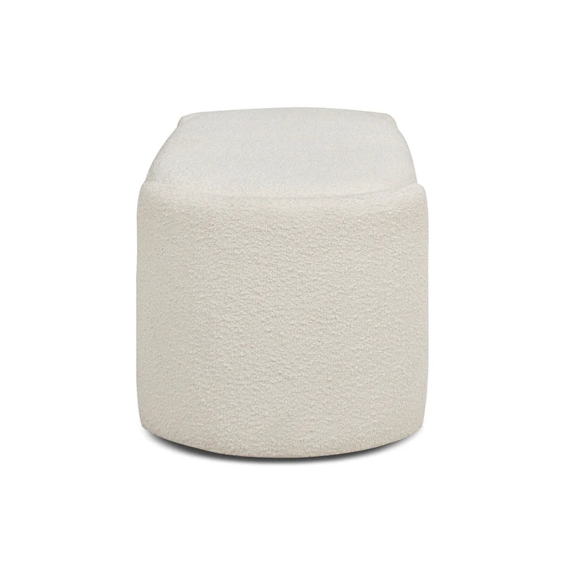 Fuji 43 Ivory White Boucle Sherpa Upholstered Oval Storage Bench - 43W X 21D X 18.5H