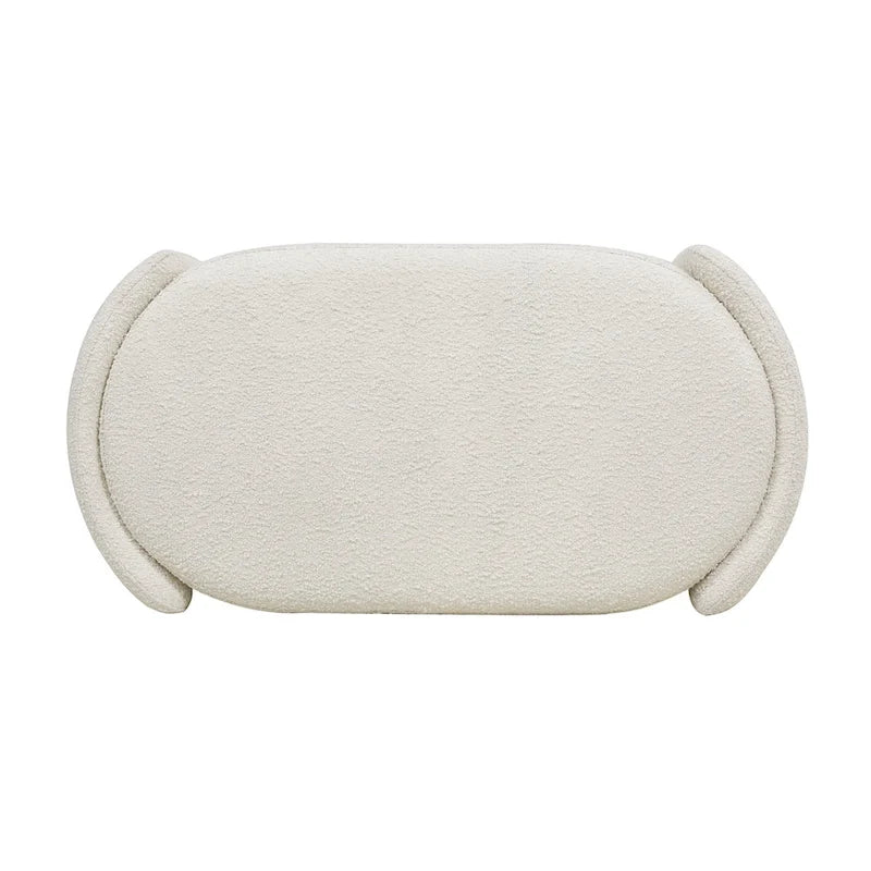 Fuji 43 Ivory White Boucle Sherpa Upholstered Oval Storage Bench - 43W X 21D X 18.5H