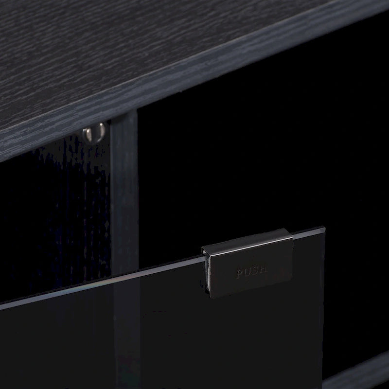Meuble TV noir avec portes vitrées, Pour téléviseurs jusqu'à 85 pouces