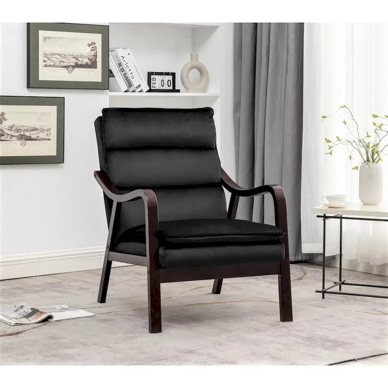 Clovis 24.8 Wide Mid-Century Modern Velvet Armchair