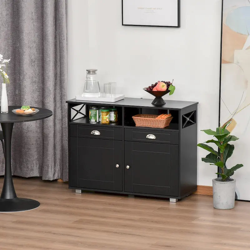HOMCOM Sideboard Buffet Storage Cabinet Server Console Table with Drawers for Living Room, Dining Room