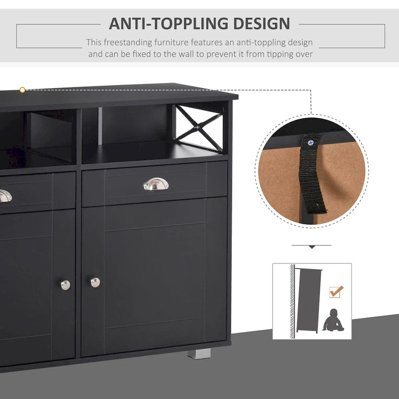 HOMCOM Sideboard Buffet Storage Cabinet Server Console Table with Drawers for Living Room, Dining Room