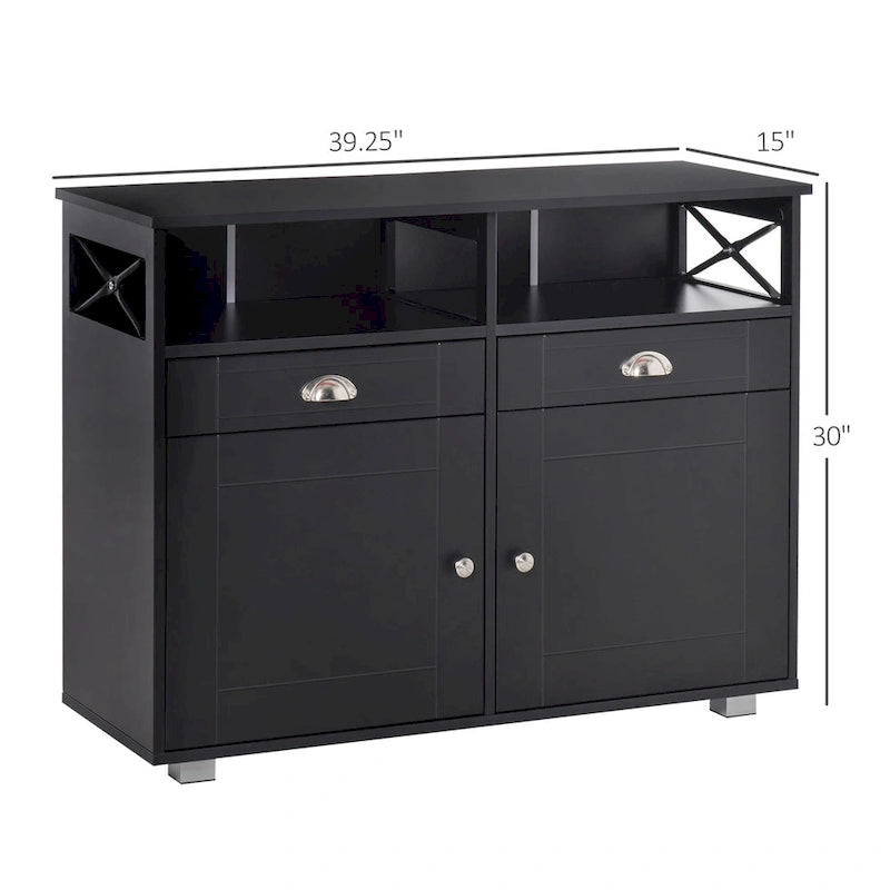 HOMCOM Sideboard Buffet Storage Cabinet Server Console Table with Drawers for Living Room, Dining Room