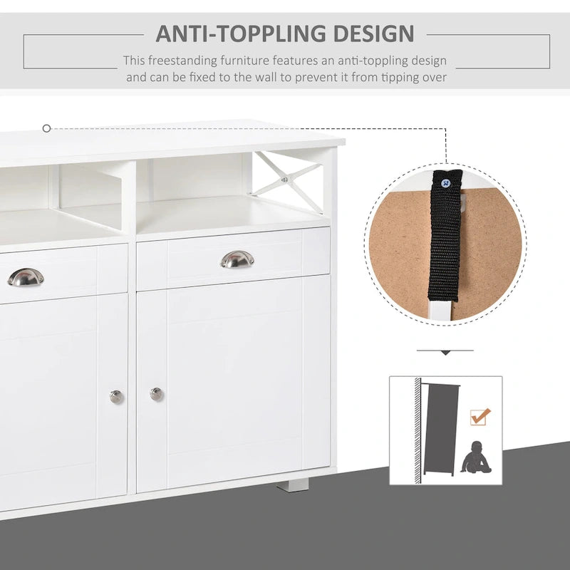 HOMCOM Sideboard Buffet Storage Cabinet Server Console Table with Drawers for Living Room, Dining Room