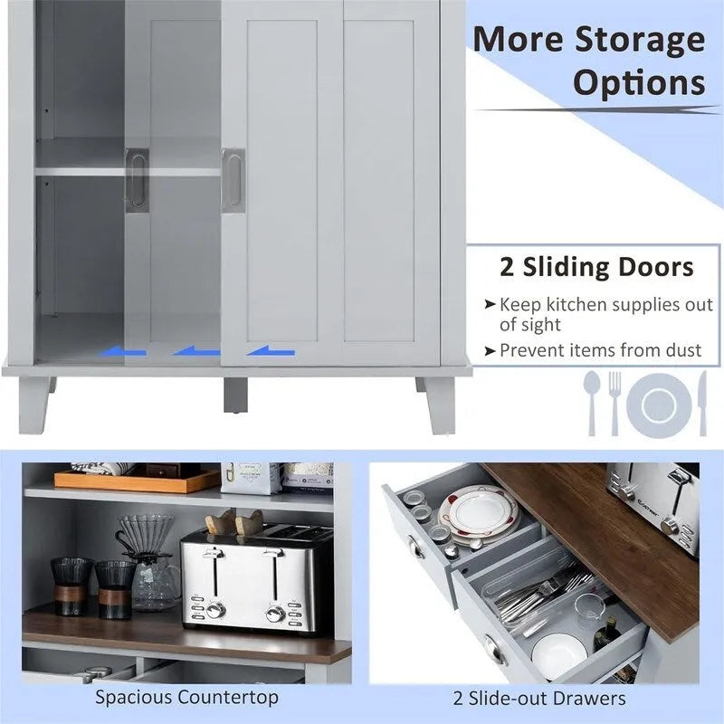 Kitchen Pantry Storage Cabinet - 19D x 30W x 67H
