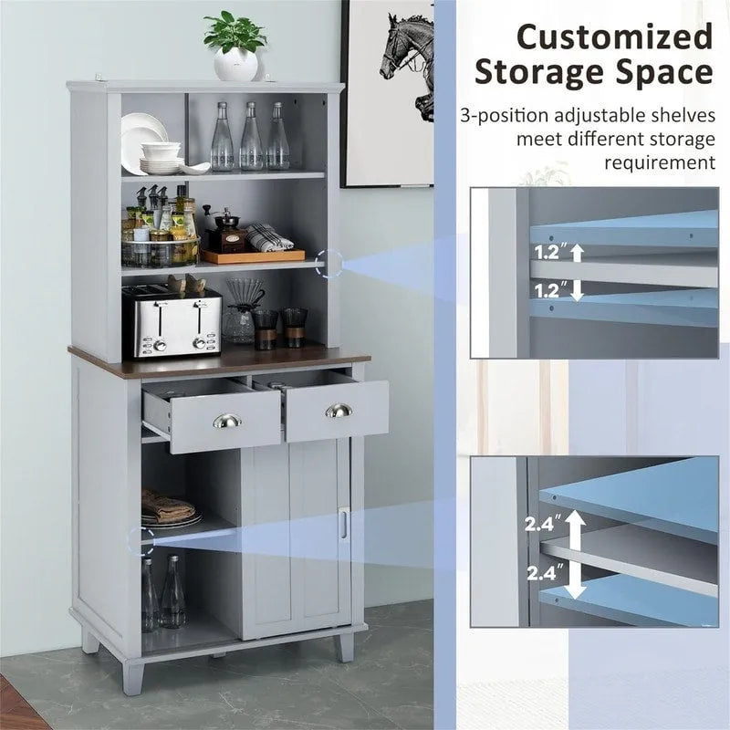 Kitchen Pantry Storage Cabinet - 19D x 30W x 67H