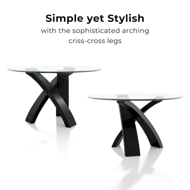 Table à manger contemporaine avec plateau en verre rond