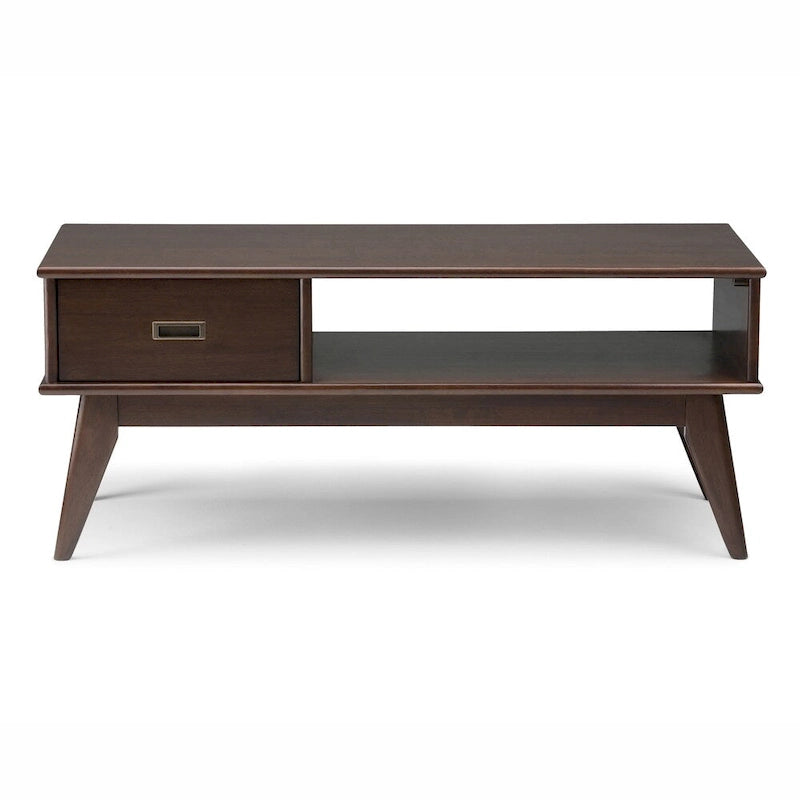 Table basse rectangulaire mi-siècle moderne en bois massif de 48 pouces de large