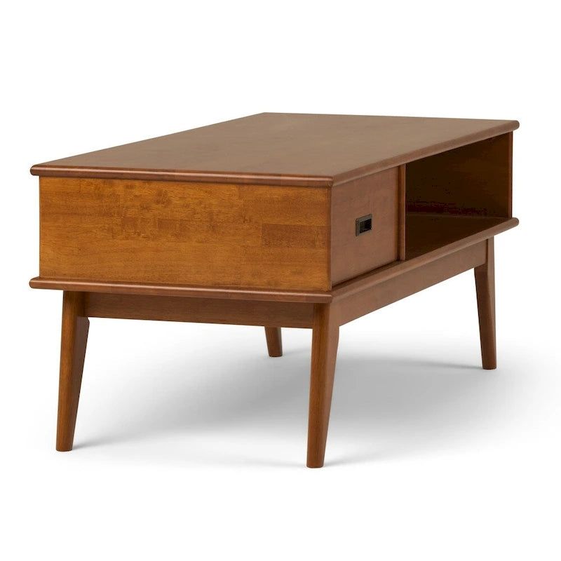 Table basse rectangulaire mi-siècle moderne en bois massif de 48 pouces de large