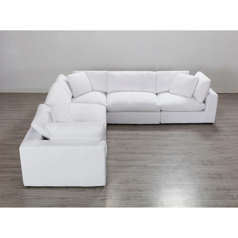 Roundhill Furniture Rivas Contemporary Feather Fill 5-Piece Modular Sectional Sofa