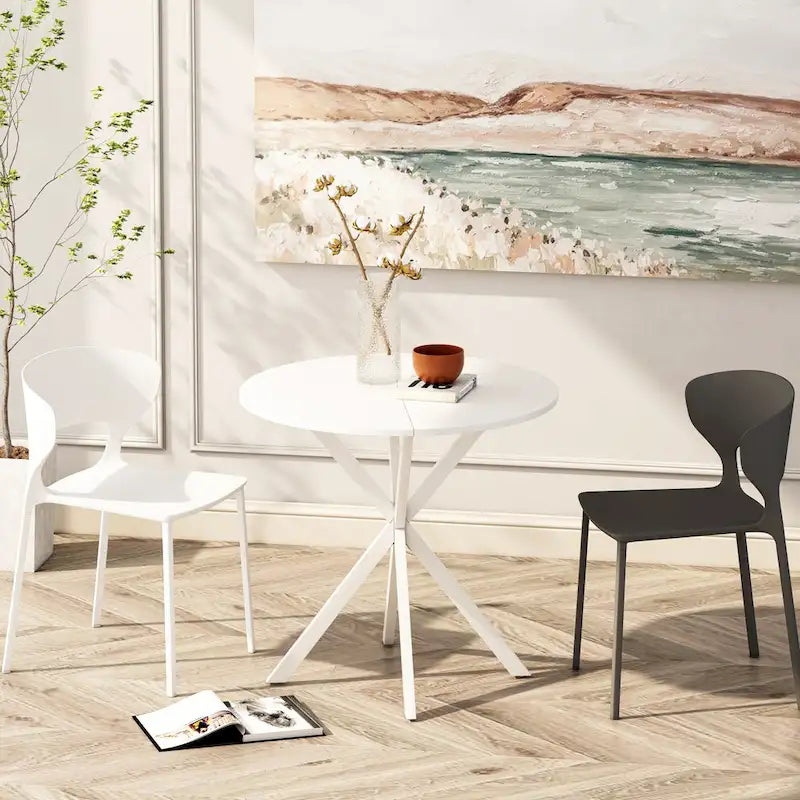 Modern Cross Leg Round Dining Table ,Two Piece Removable Top