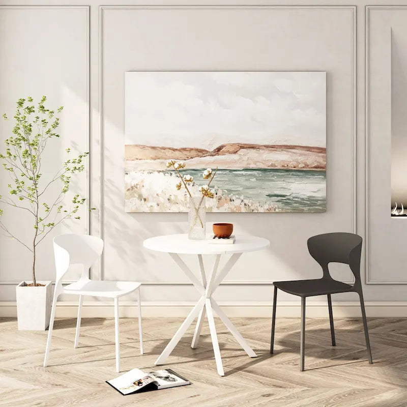 Modern Cross Leg Round Dining Table ,Two Piece Removable Top
