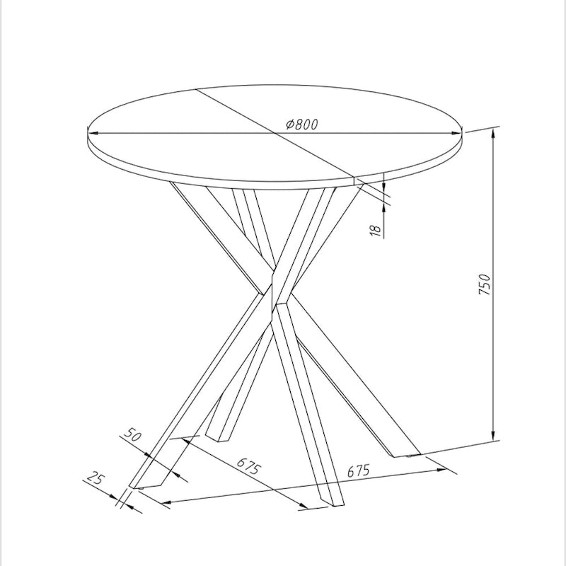 Modern Cross Leg Round Dining Table ,Two Piece Removable Top