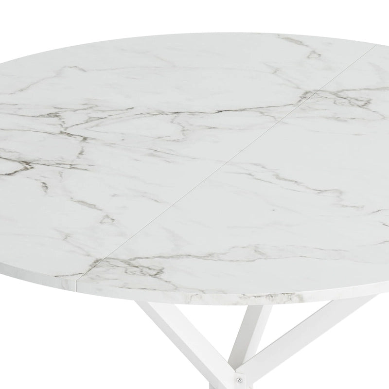 Modern Cross Leg Round Dining Table ,Two Piece Removable Top