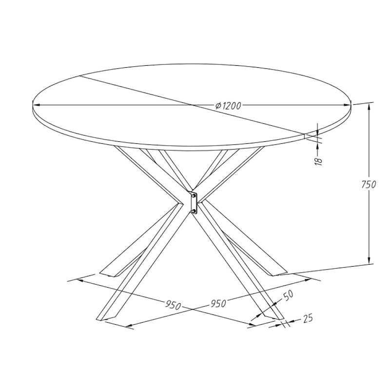 Modern Cross Leg Round Dining Table ,Two Piece Removable Top