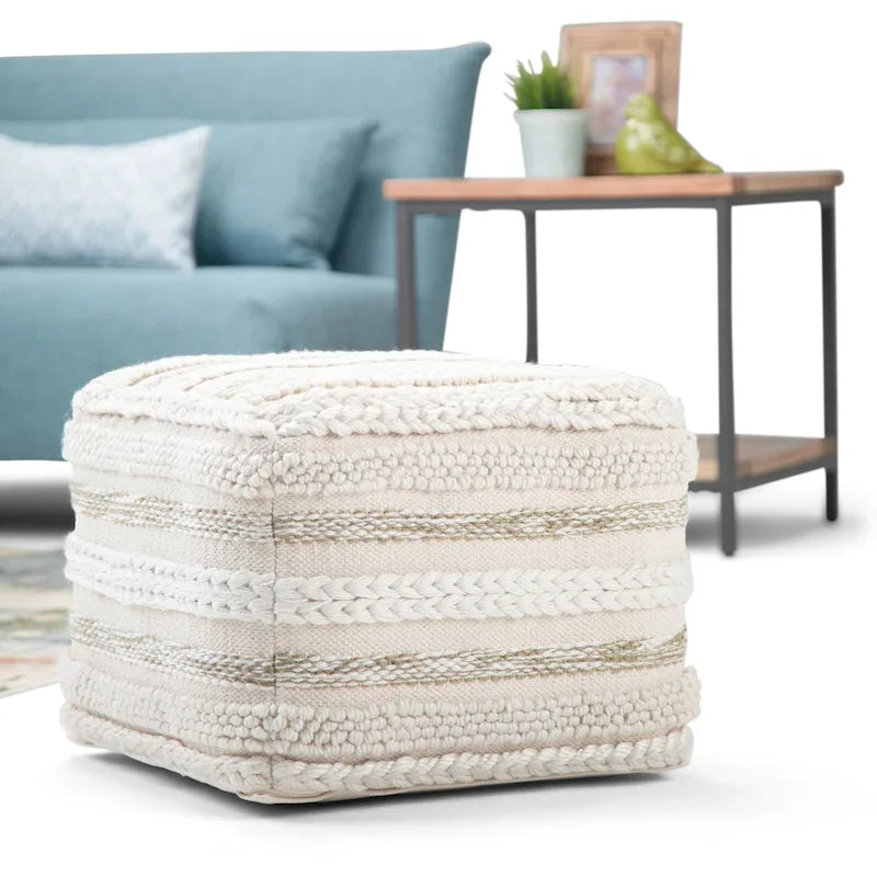 Pouf carré bohème en motif tissé à la main
