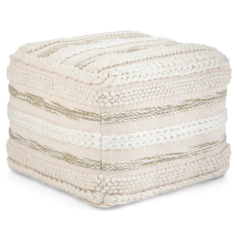 Pouf carré bohème en motif tissé à la main