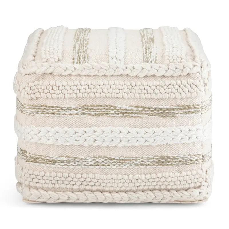Pouf carré bohème en motif tissé à la main