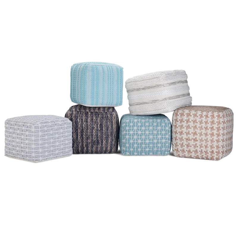 Pouf carré bohème en motif tissé à la main