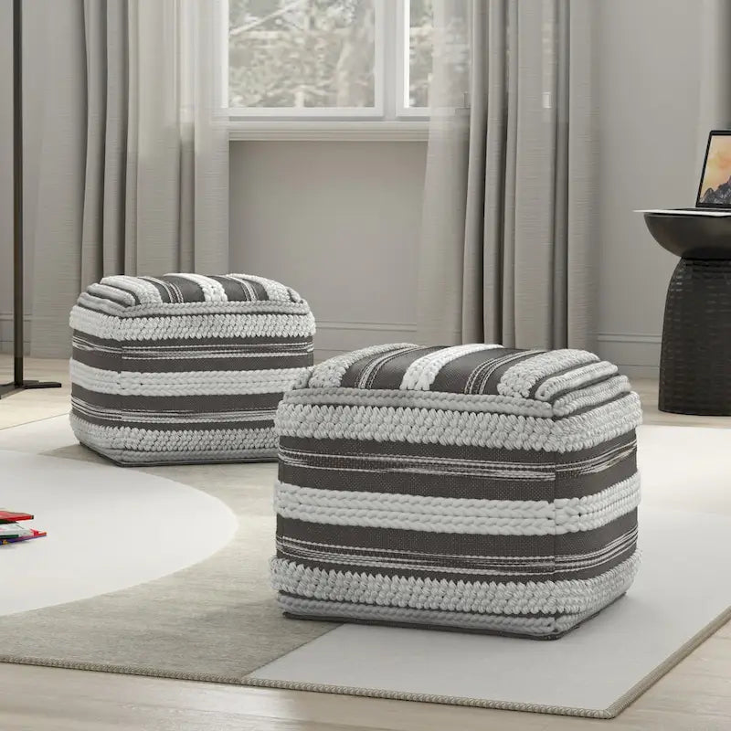 Pouf carré bohème en motif tissé à la main