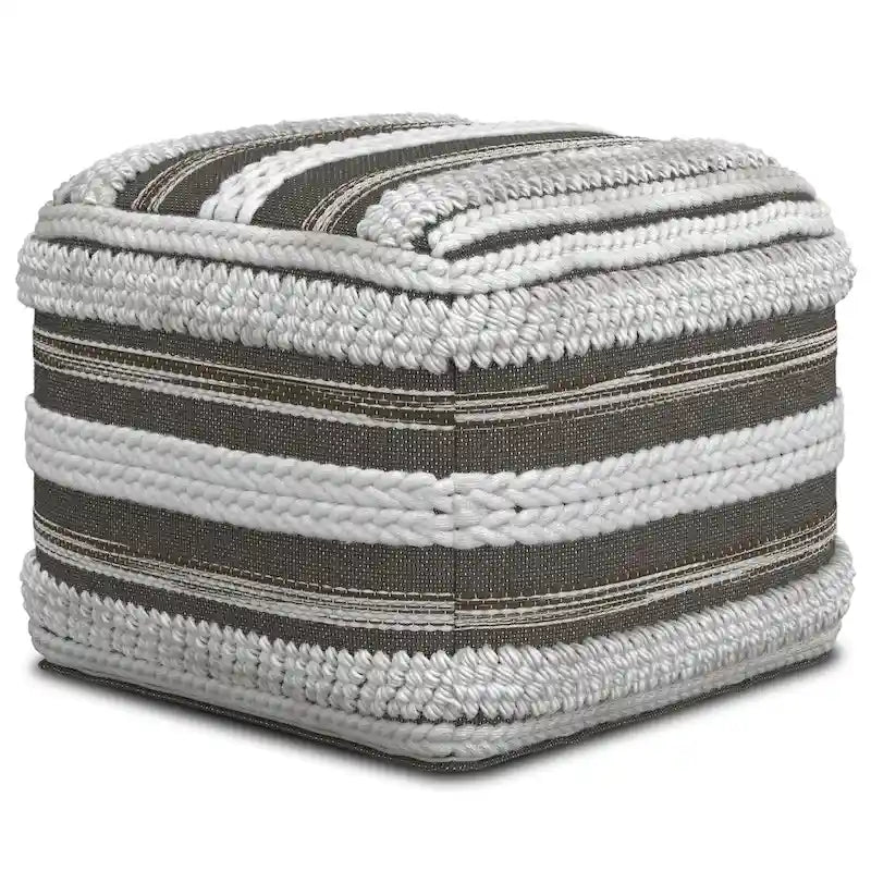 Pouf carré bohème en motif tissé à la main