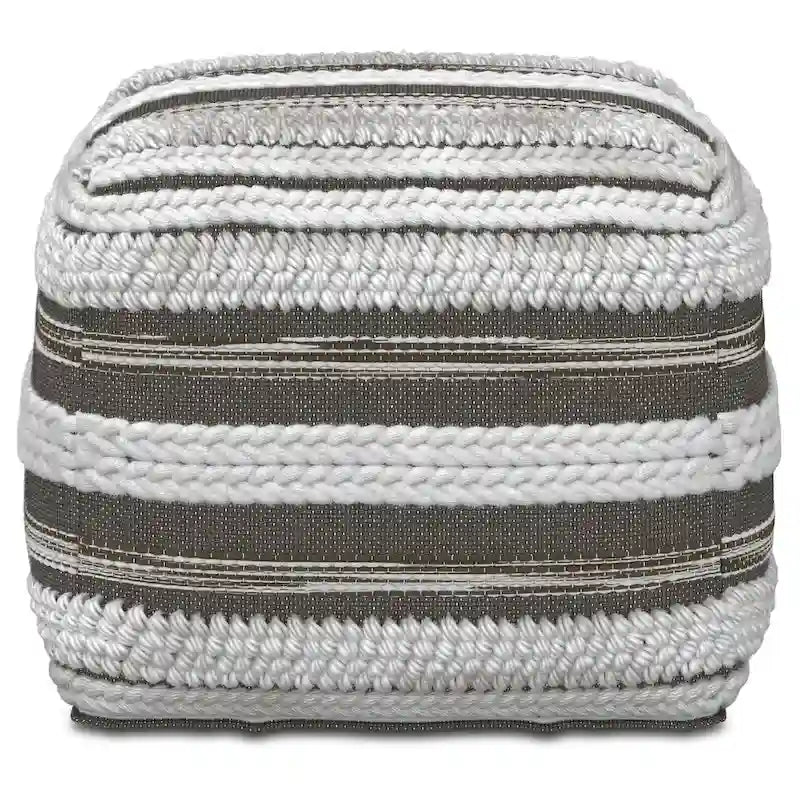 Pouf carré bohème en motif tissé à la main