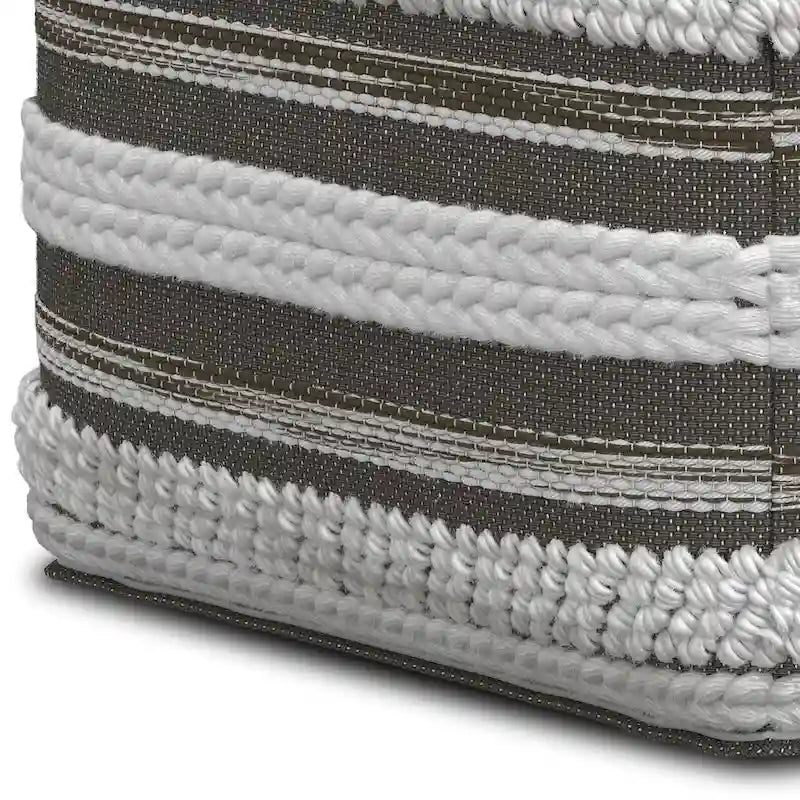Pouf carré bohème en motif tissé à la main