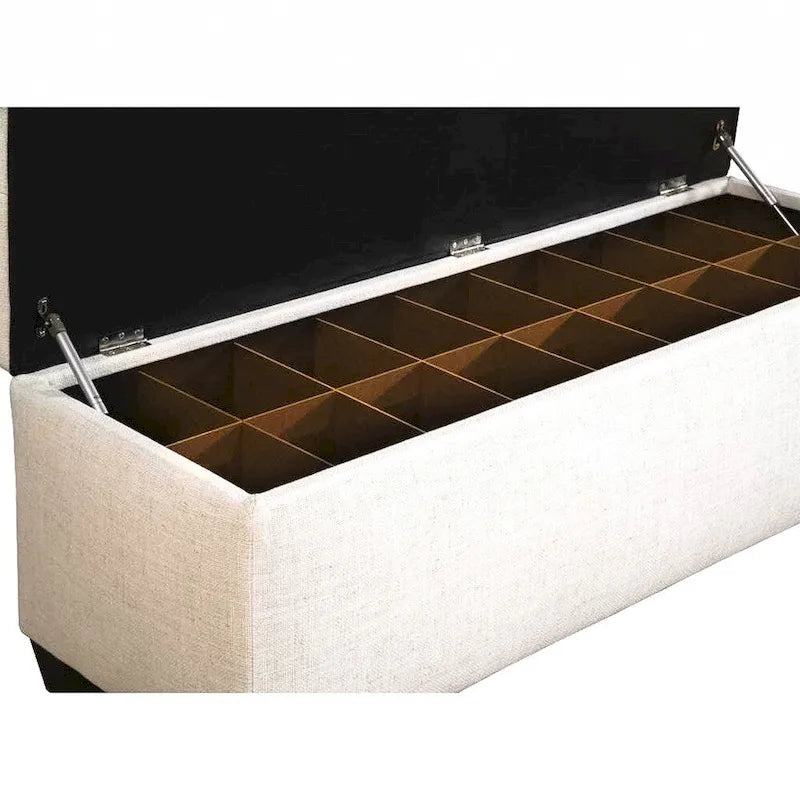 Sole Secret Loft Magnolia Fabric Shoe Storage Bench with Espresso Legs