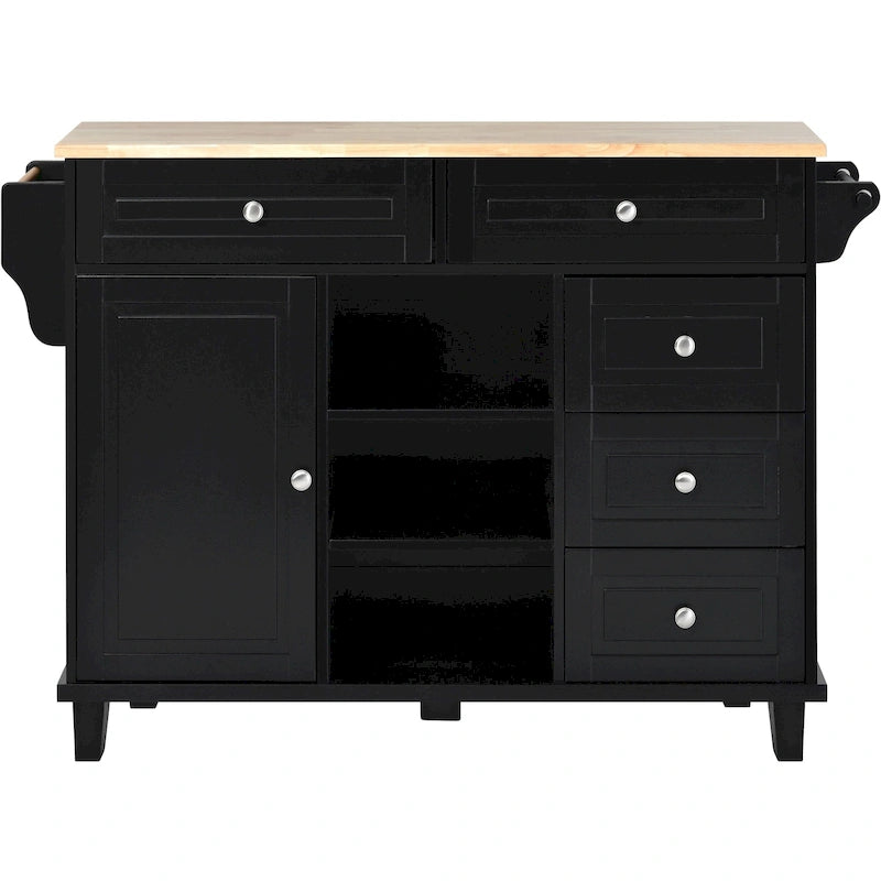52.8 in. Rolling Kitchen Island with Storage and 5 Drawers