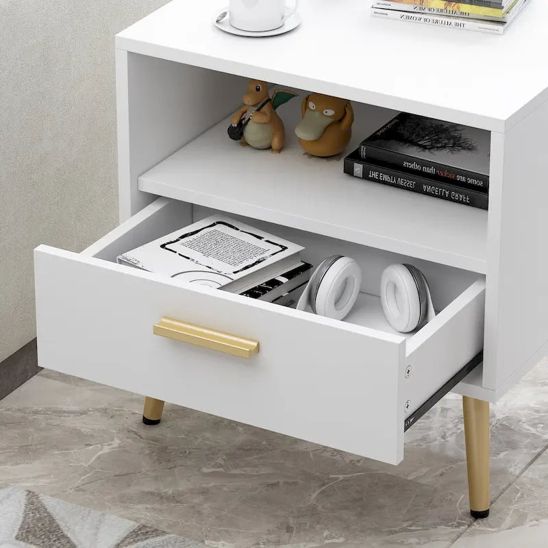 One Drawer Nightstand With One Open Shelf
