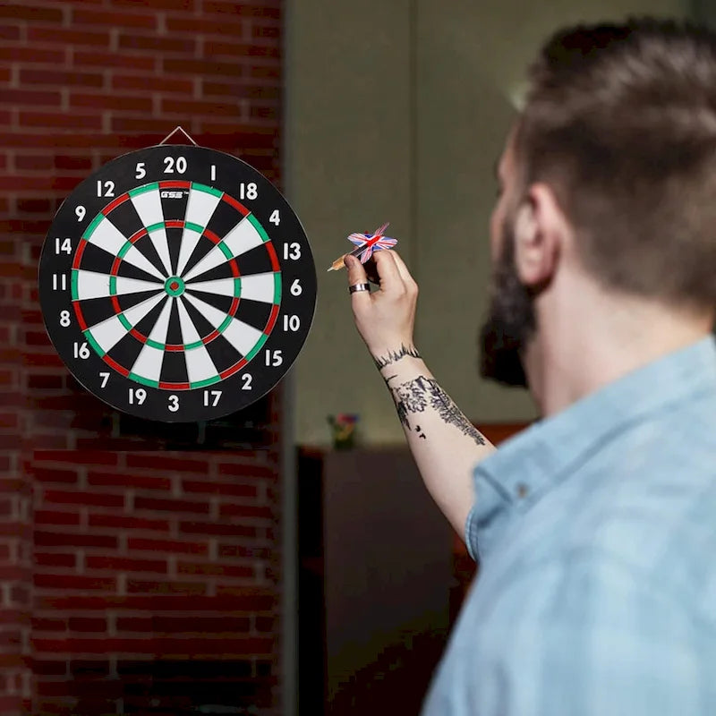 GSE 18 2-in-1 Paper Baseball & Dart Board Games Set. Double-Sided Dartboard with six 17G Steel Tip Darts - 18-Inch
