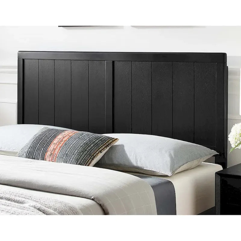 Widman Country Style King Size Black Wooden Headboard