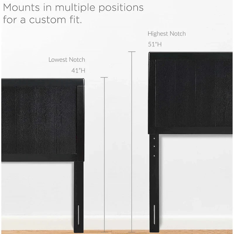 Widman Country Style King Size Black Wooden Headboard