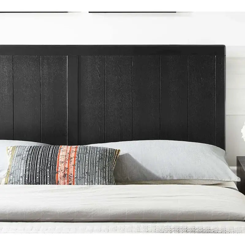Widman Country Style King Size Black Wooden Headboard
