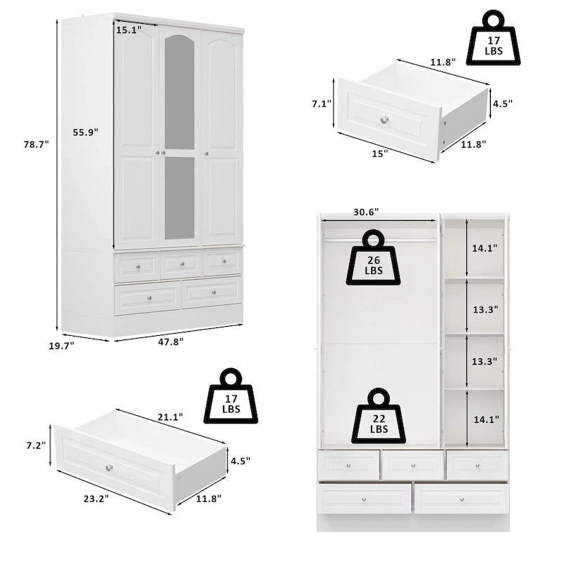 Armoires de rangement doubles avec miroirs