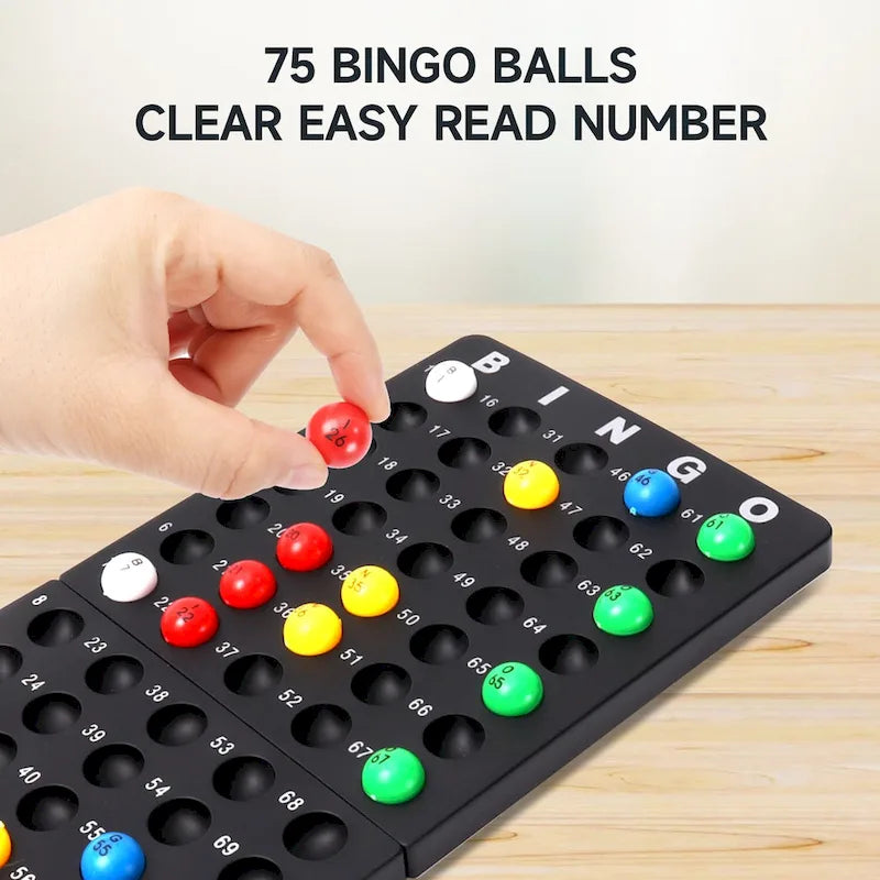 GSE Classic Bingo Game Set for Kids & Adults, Family - Roller Cage and Board, 75 Bingo Balls, 150 Bingo Chips, 18 Bingo Cards
